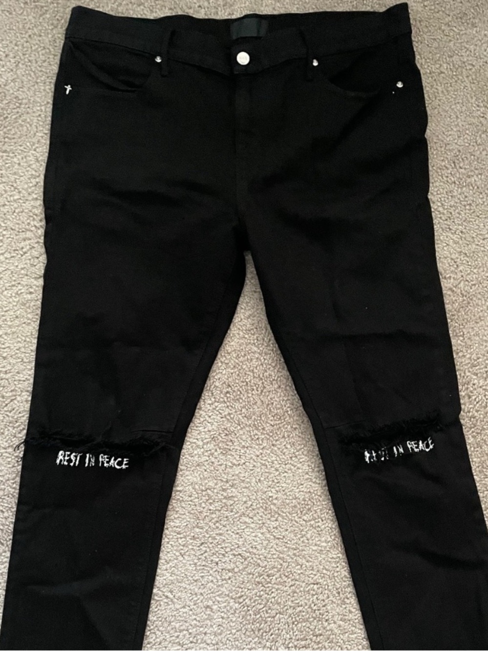 RTA Black Distressed Knee Skinny Jeans